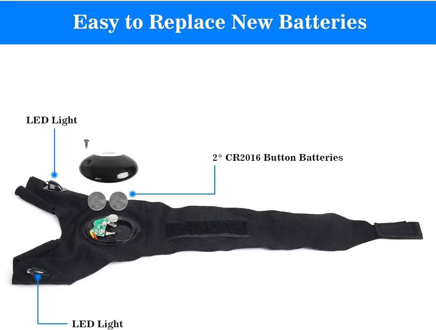 LED Half Finger Flashlight Glove Waterproof