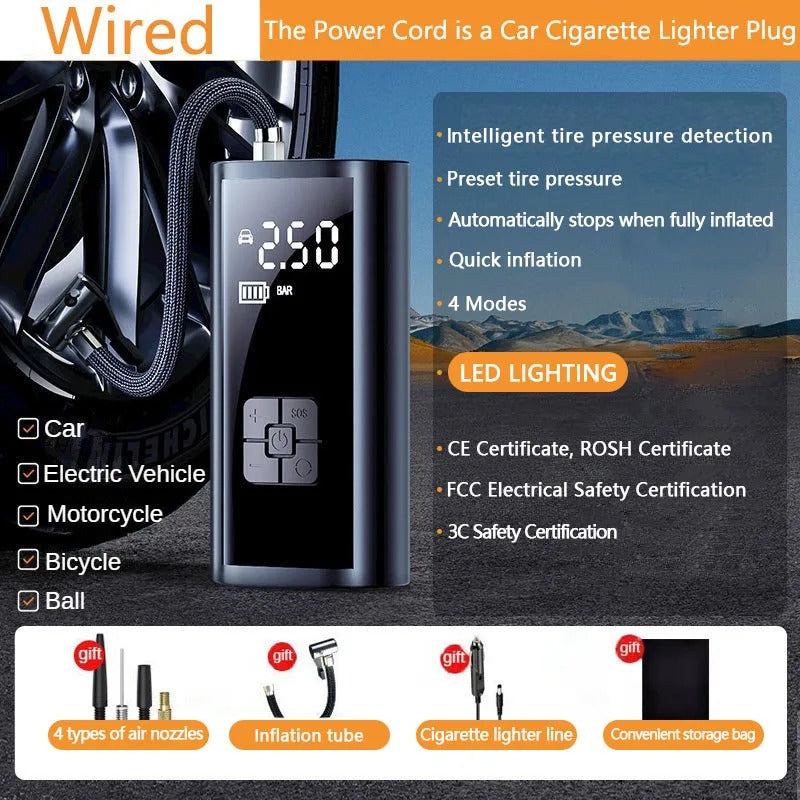 Portable Air Compressor – Fast Tire Inflator & Accurate Pressure Pump