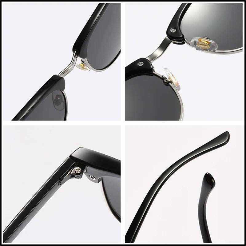 Classic Half Frame Polarised Sunglasses – Retro Small Anti-Glare Shades