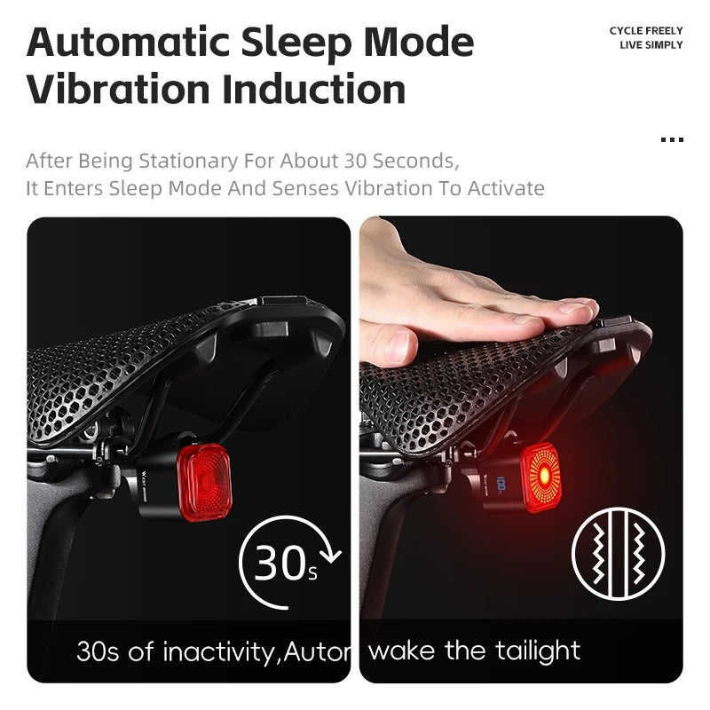 Smart Rear Bike Light – Brake Sensing LED Taillight with Auto Start/Stop