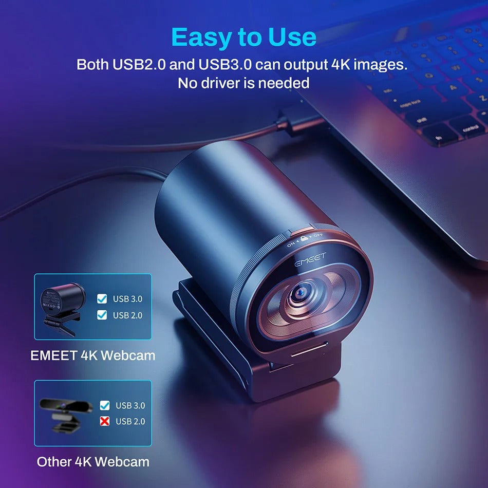 4K Streaming Webcam – 1080P 60FPS USB Camera with Autofocus & Dual Mics