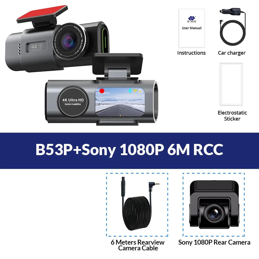 Dash Cam Dual Lens 4K UHD
