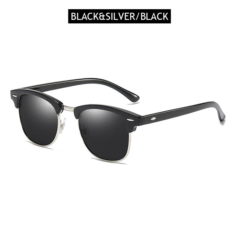 Classic Half Frame Polarised Sunglasses – Retro Small Anti-Glare Shades