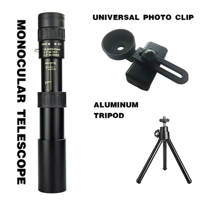 10–300x40 Zoom Monocular Telescope – HD Long-Range