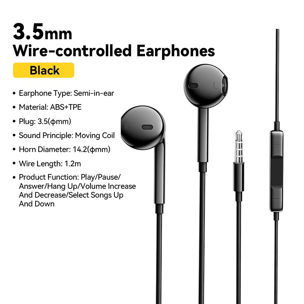 3.5mm Wired Earphones – In-Ear Headset with Mic