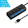 High-Speed 4/7-Port USB 2.0 Hub with LED Light and Switch Multi-USB Adapter & Expander for PC and Laptop