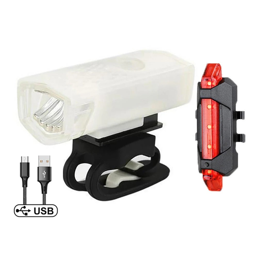 USB Rechargeable Bike Light Set – Front LED Headlight & Rear Taillight
