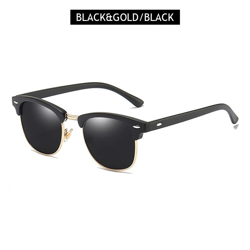 Classic Half Frame Polarised Sunglasses – Retro Small Anti-Glare Shades