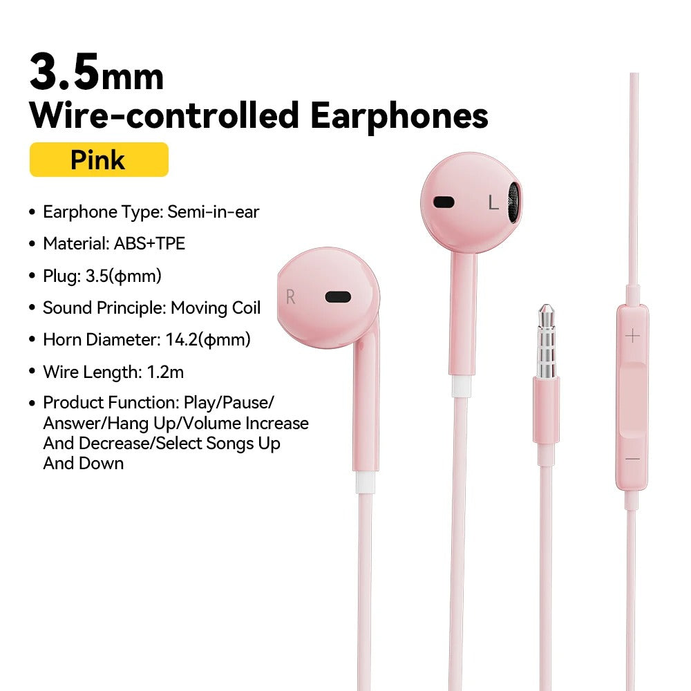 3.5mm Wired Earphones – In-Ear Headset with Mic
