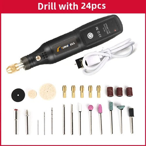 Cordless USB Rotary Engraving Tool Mini Wireless Electric Drill & Polishing Kit