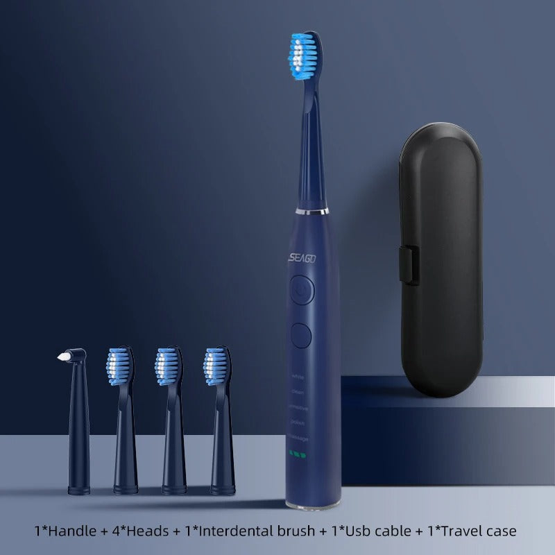 USB Rechargeable Electric Sonic Toothbrush IPX7 with Travel Case