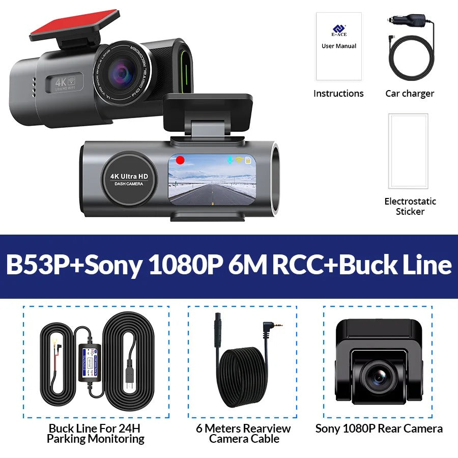 Dash Cam Dual Lens 4K UHD