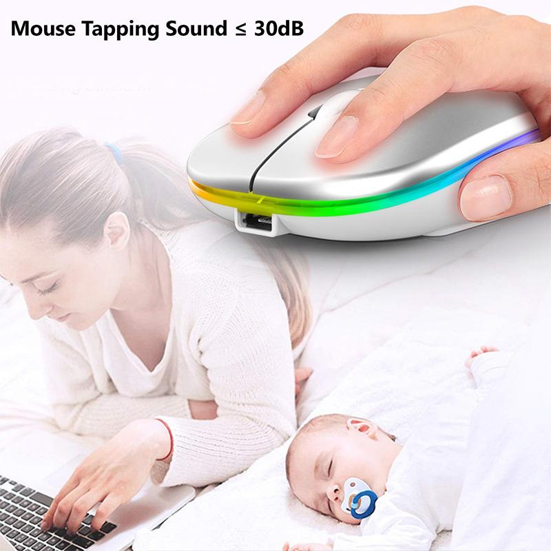 Wireless Bluetooth RGB Rechargeable Mouse Silent Ergonomic LED Backlit Gaming Mouse for Laptop and PC